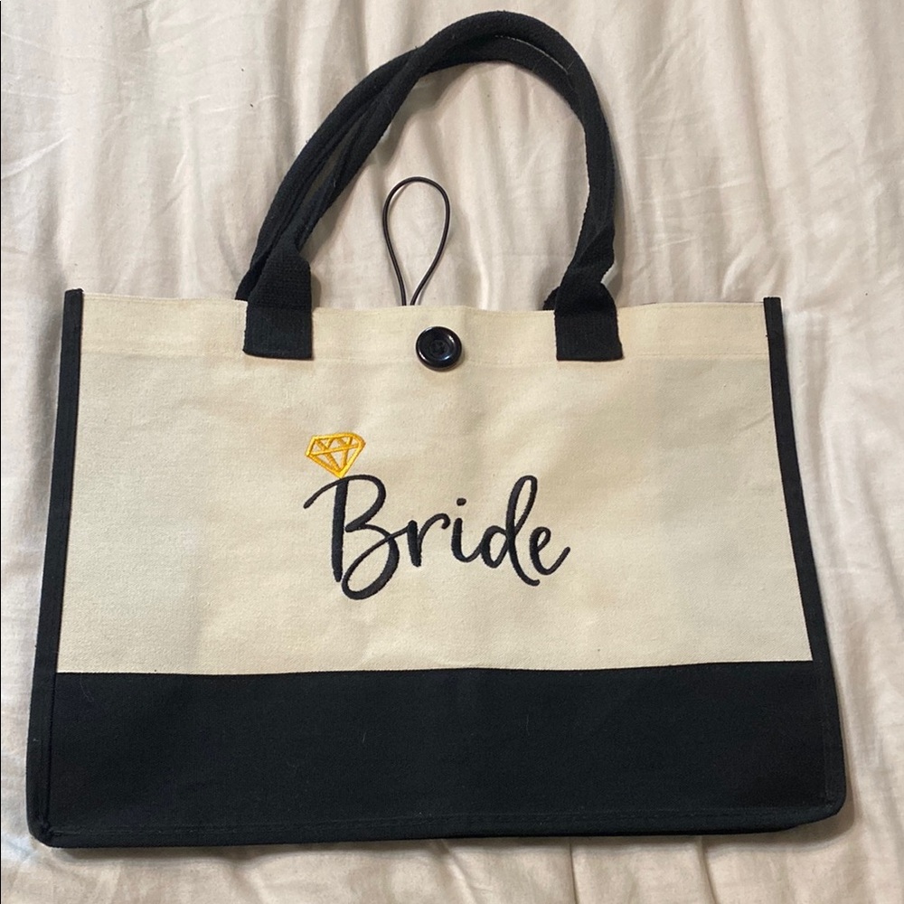 Bride Canvas Tote Bag - Black and Cream